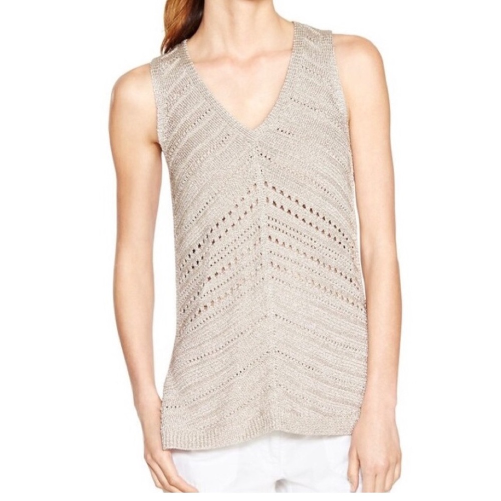 Metallic White House Black Market Tunic Sweater
